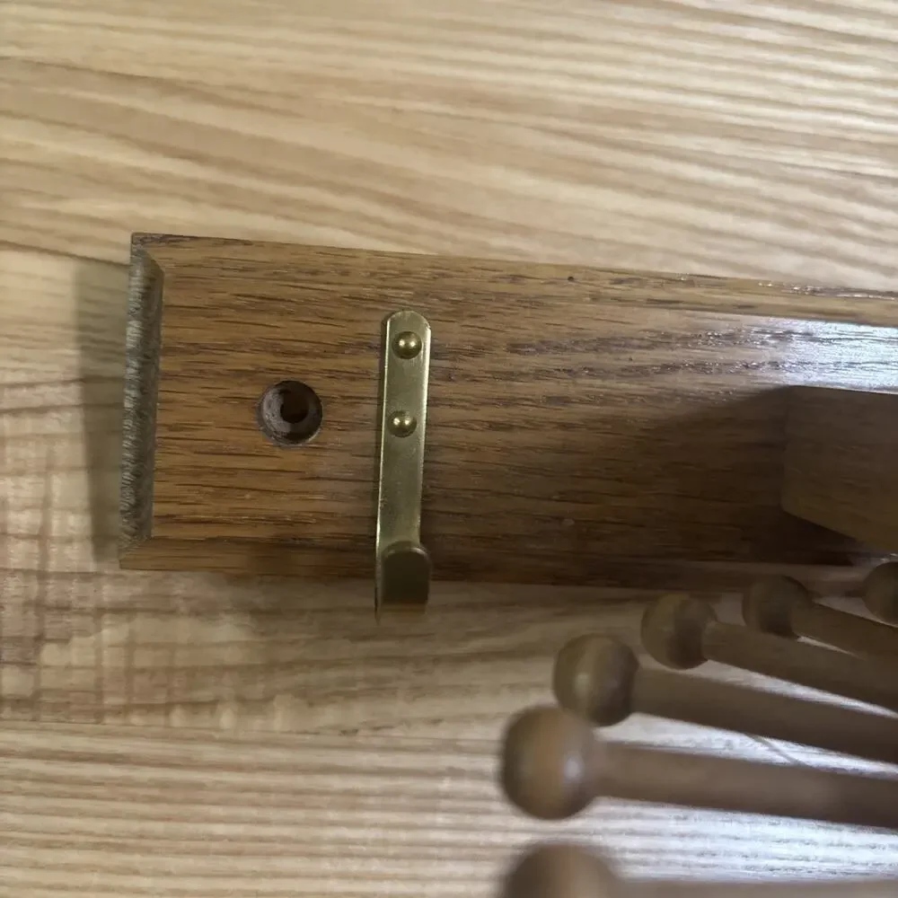 Vintage Wooden Tie Rack Organizer Spinning Rotating With Hooks Rare MCM Stylish!